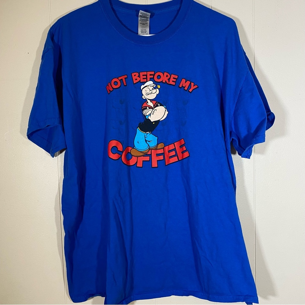 Popeye the sailer Tee Coffee Design size XL unisex not before my coffee t shirt